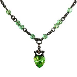 Vintage signed necklace by a French designer Bouvier, green heart shaped stone